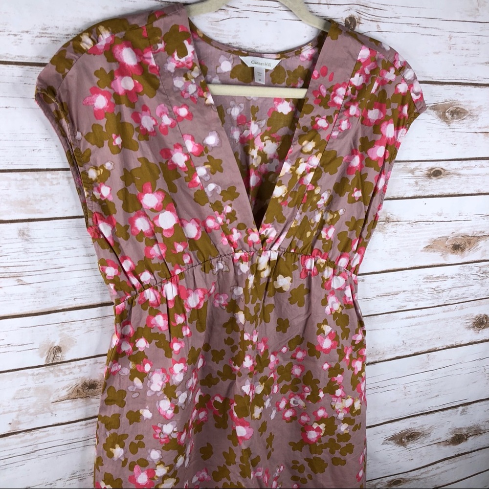 Garnet Hill floral vneck cotton sleeveless dress - Picture 2 of 8